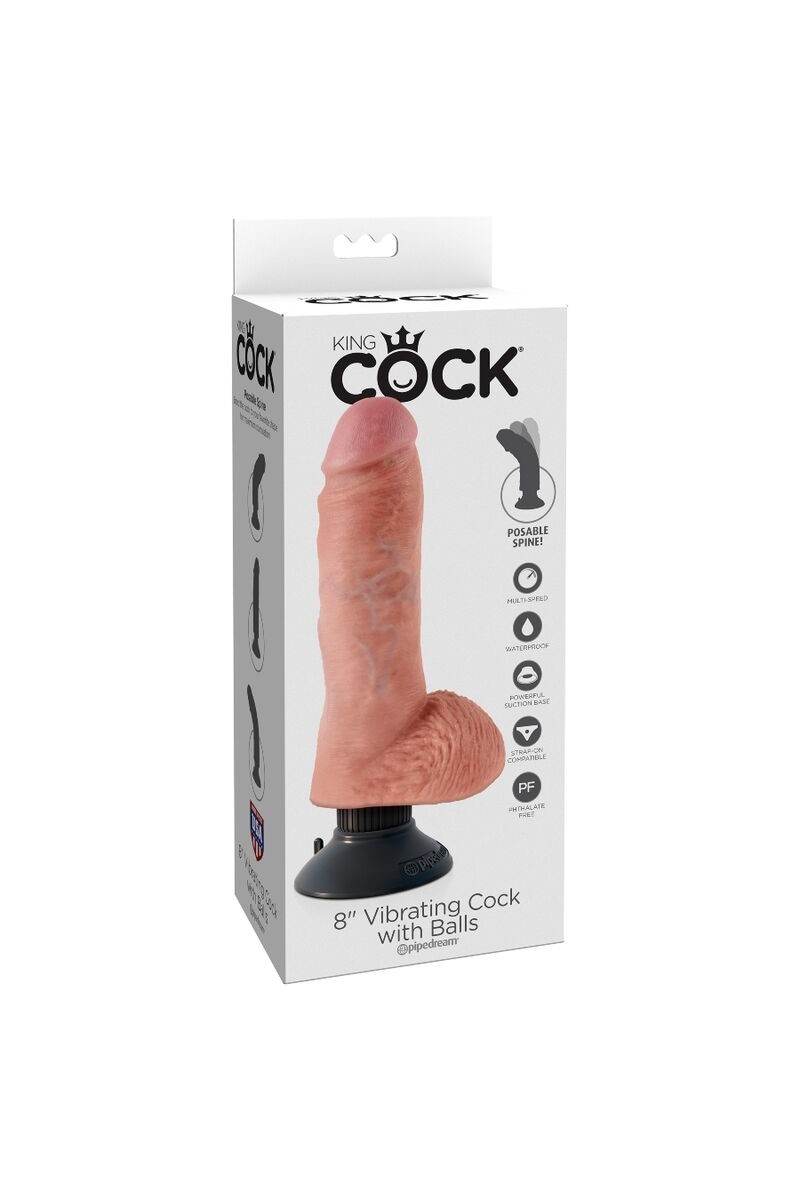 KING COCK - DILDO VIBRADOR CON TESTICULOS 20.3 CM NATURAL
