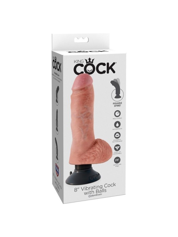 KING COCK - DILDO VIBRADOR CON TESTICULOS 20.3 CM NATURAL