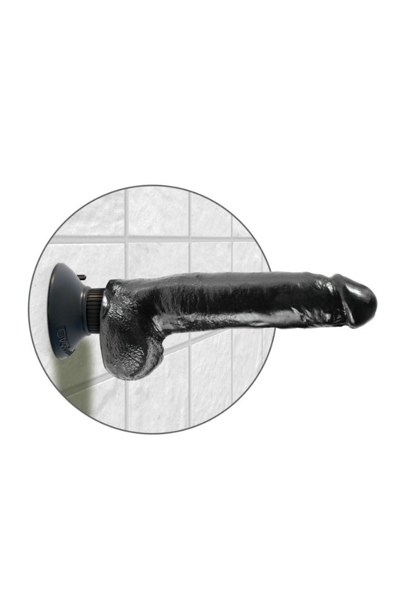KING COCK - DILDO VIBRADOR CON TESTICULOS 23 CM NEGRO