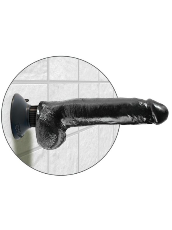 KING COCK - DILDO VIBRADOR CON TESTICULOS 23 CM NEGRO