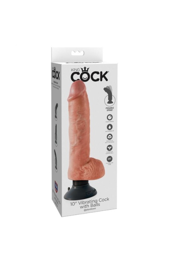 KING COCK - DILDO VIBRADOR CON TESTICULOS 25.5 CM COLOR NATURAL