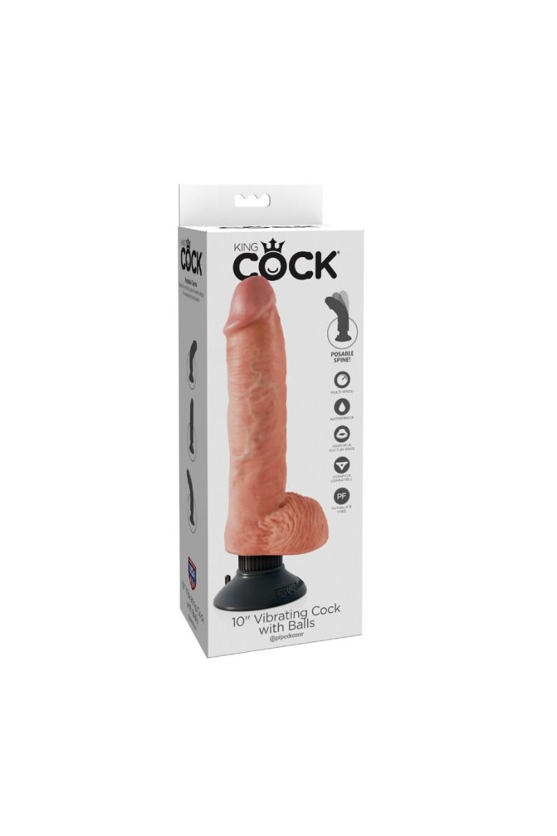 KING COCK - DILDO VIBRADOR CON TESTICULOS 25.5 CM COLOR NATURAL