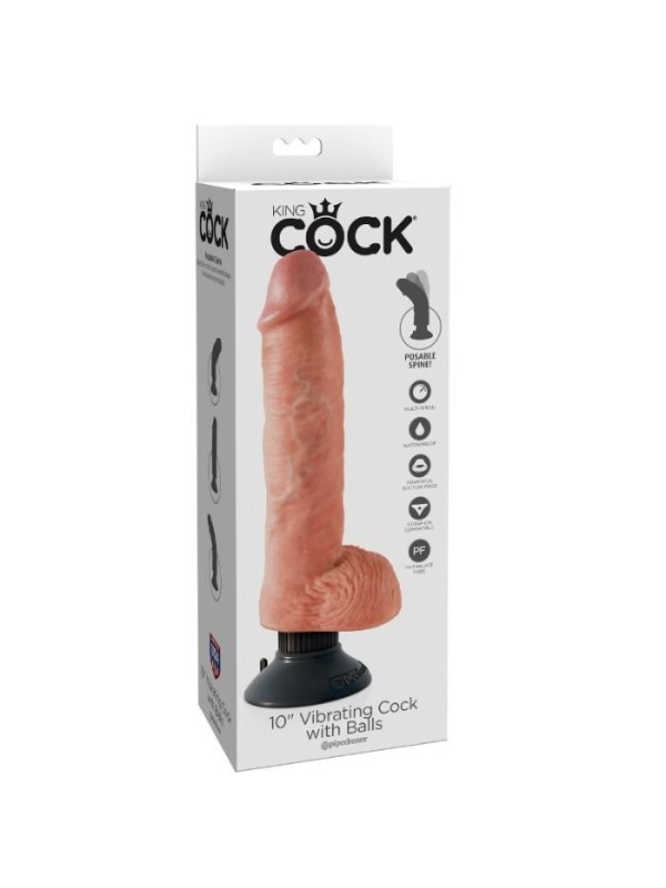 KING COCK - DILDO VIBRADOR CON TESTICULOS 25.5 CM COLOR NATURAL