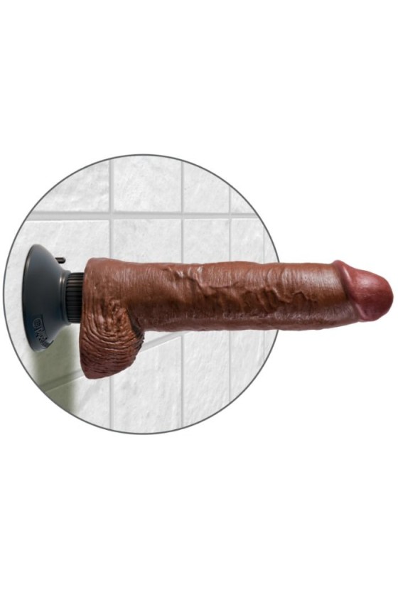 KING COCK - DILDO VIBRADOR CON TESTICULOS 25.5 CM COLOR MARRON