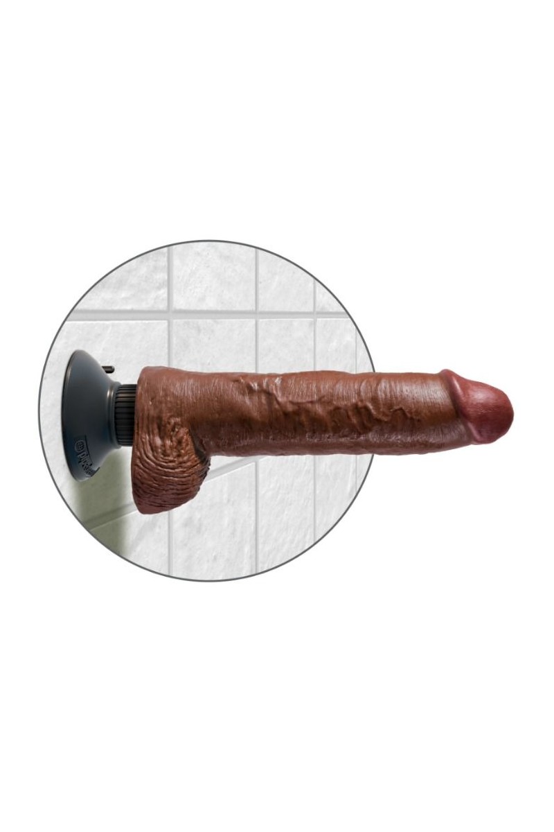 KING COCK - DILDO VIBRADOR CON TESTICULOS 25.5 CM COLOR MARRON
