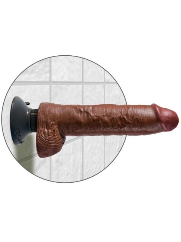 KING COCK - DILDO VIBRADOR CON TESTICULOS 25.5 CM COLOR MARRON