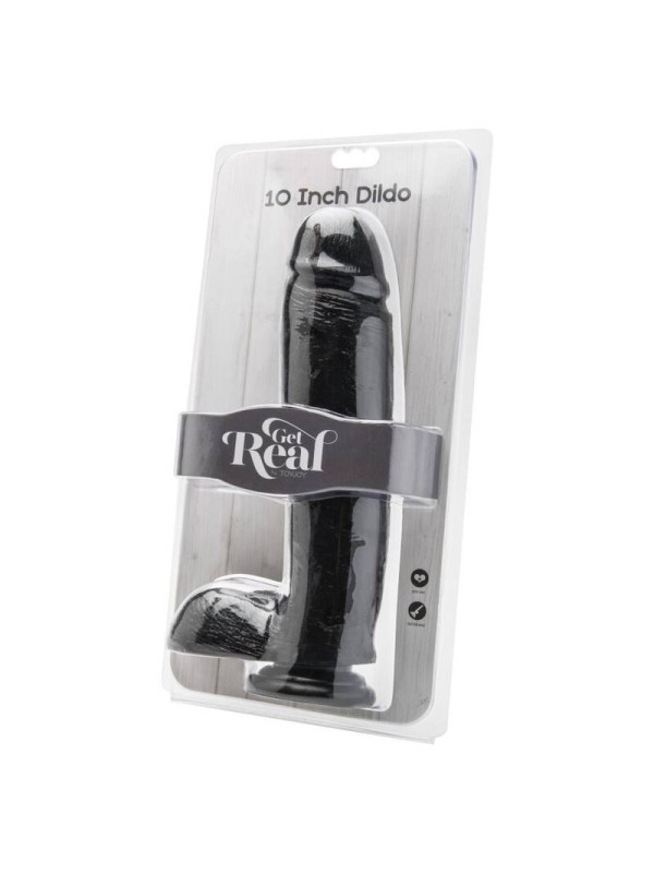 GET REAL - DILDO 25,5 CM CON TESTICULOS NEGRO