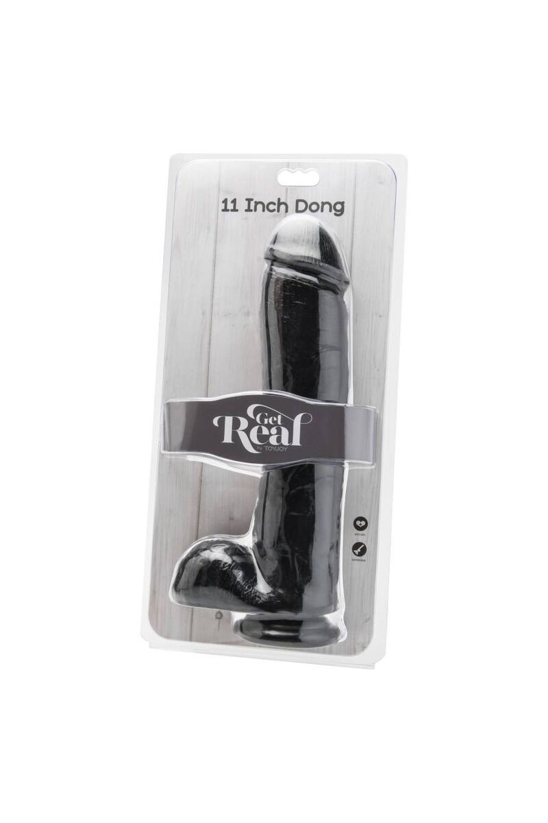 GET REAL - DILDO 28 CM CON TESTICULOS NEGRO