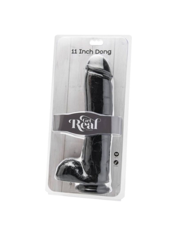 GET REAL - DILDO 28 CM CON TESTICULOS NEGRO