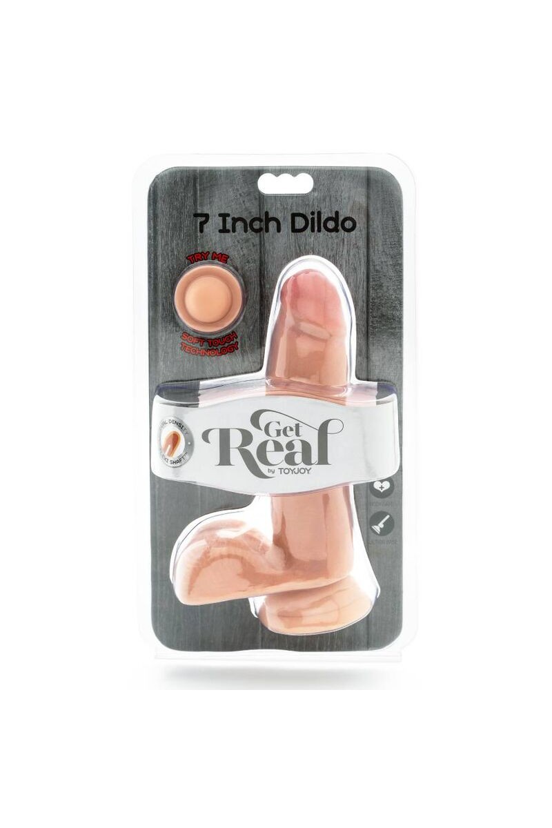 GET REAL - DUAL DENSITY DILDO 12 CM CON TESTICULOS NATURAL