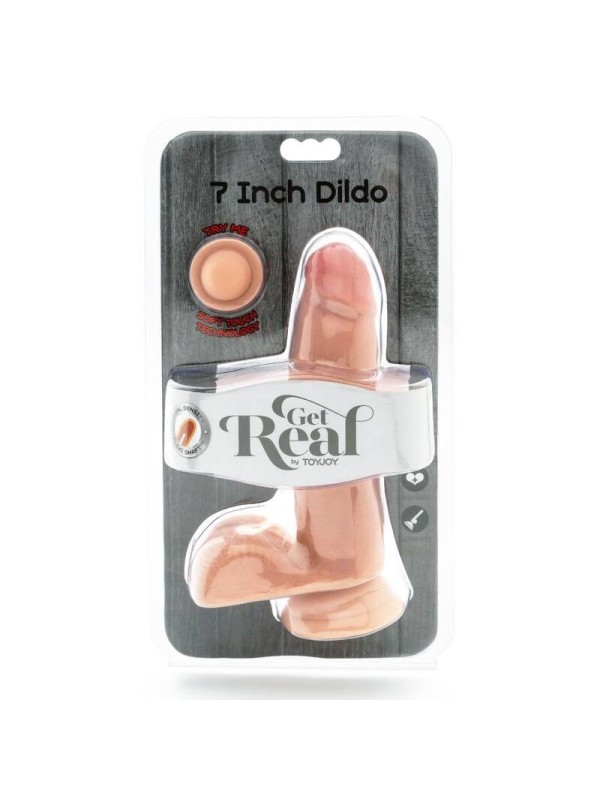 GET REAL - DUAL DENSITY DILDO 12 CM CON TESTICULOS NATURAL