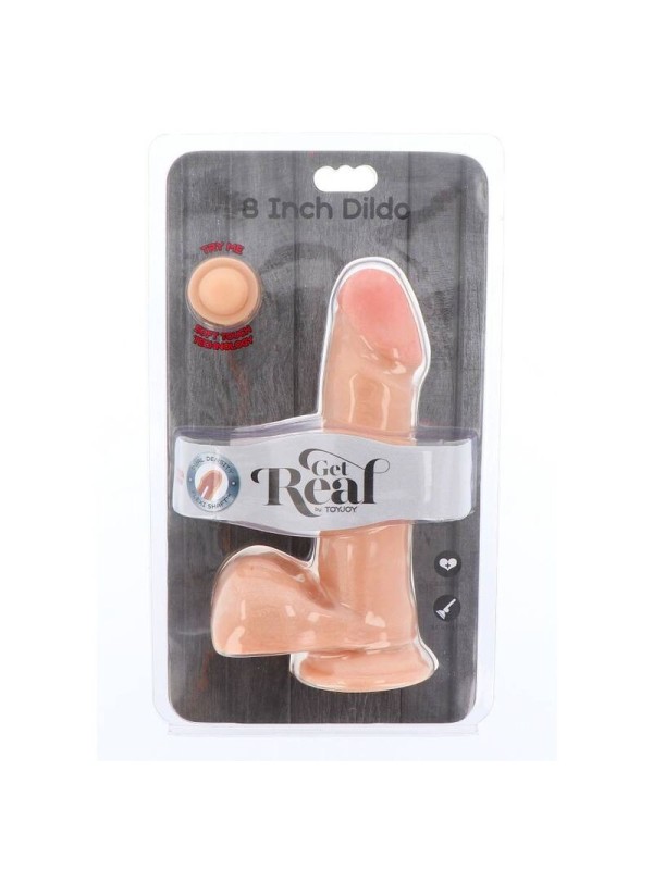 GET REAL - DUAL DENSITY DILDO 18 CM CON TESTICULOS NATURAL