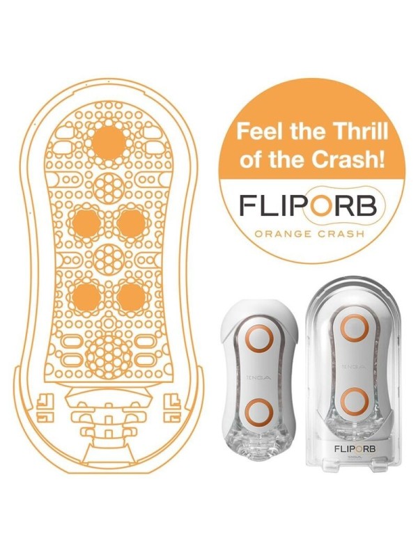 TENGA - FLIP ORB STRONG MASTURBADOR CRASH BLANCO Y NARANJA