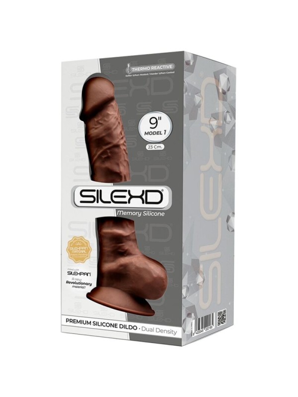 SILEXD - MODELO 1 PENE REALISTICO SILICONA  MARRON 23 CM
