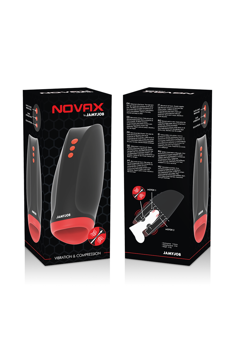 JAMYJOB - NOVAX MASTURBADOR CON VIBRACION Y COMPRESIÓN