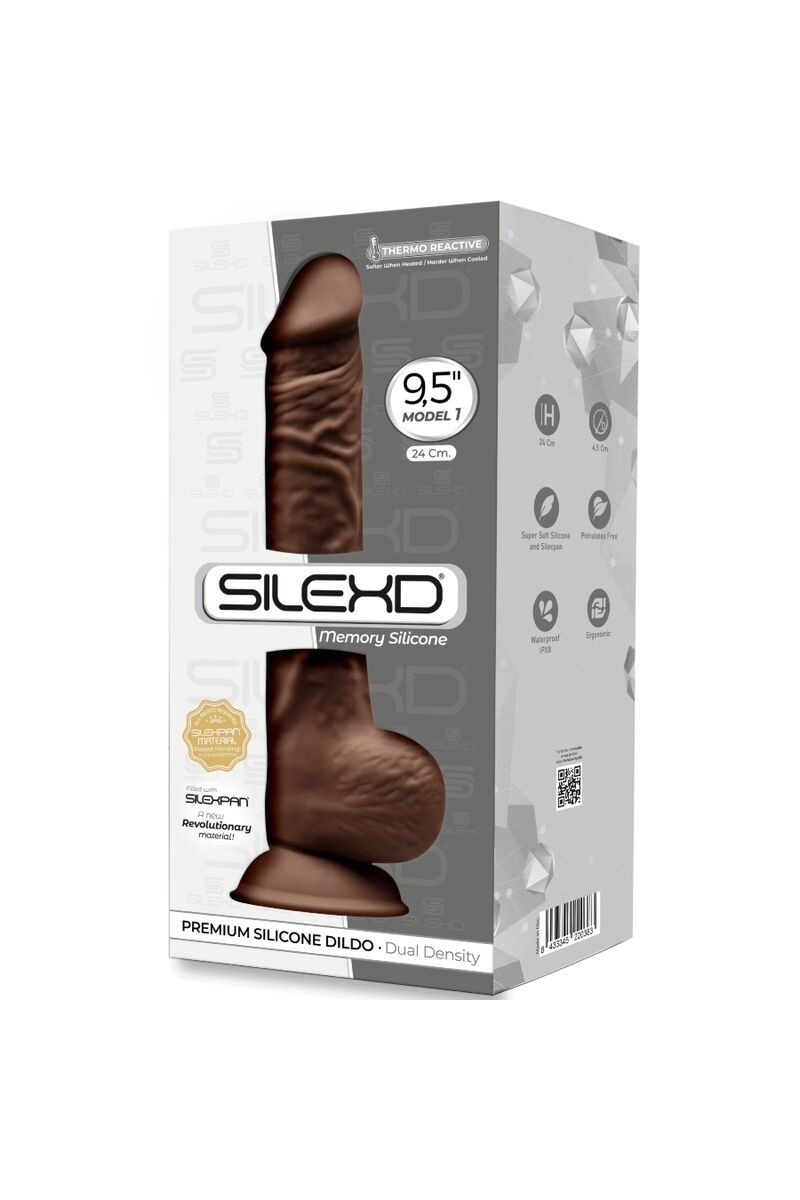 SILEXD - MODELO 1 PENE REALISTICO SILICONA  MARRON 24 CM