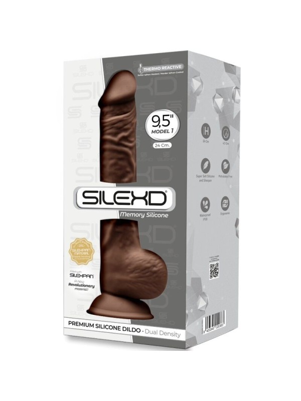 SILEXD - MODELO 1 PENE REALISTICO SILICONA  MARRON 24 CM