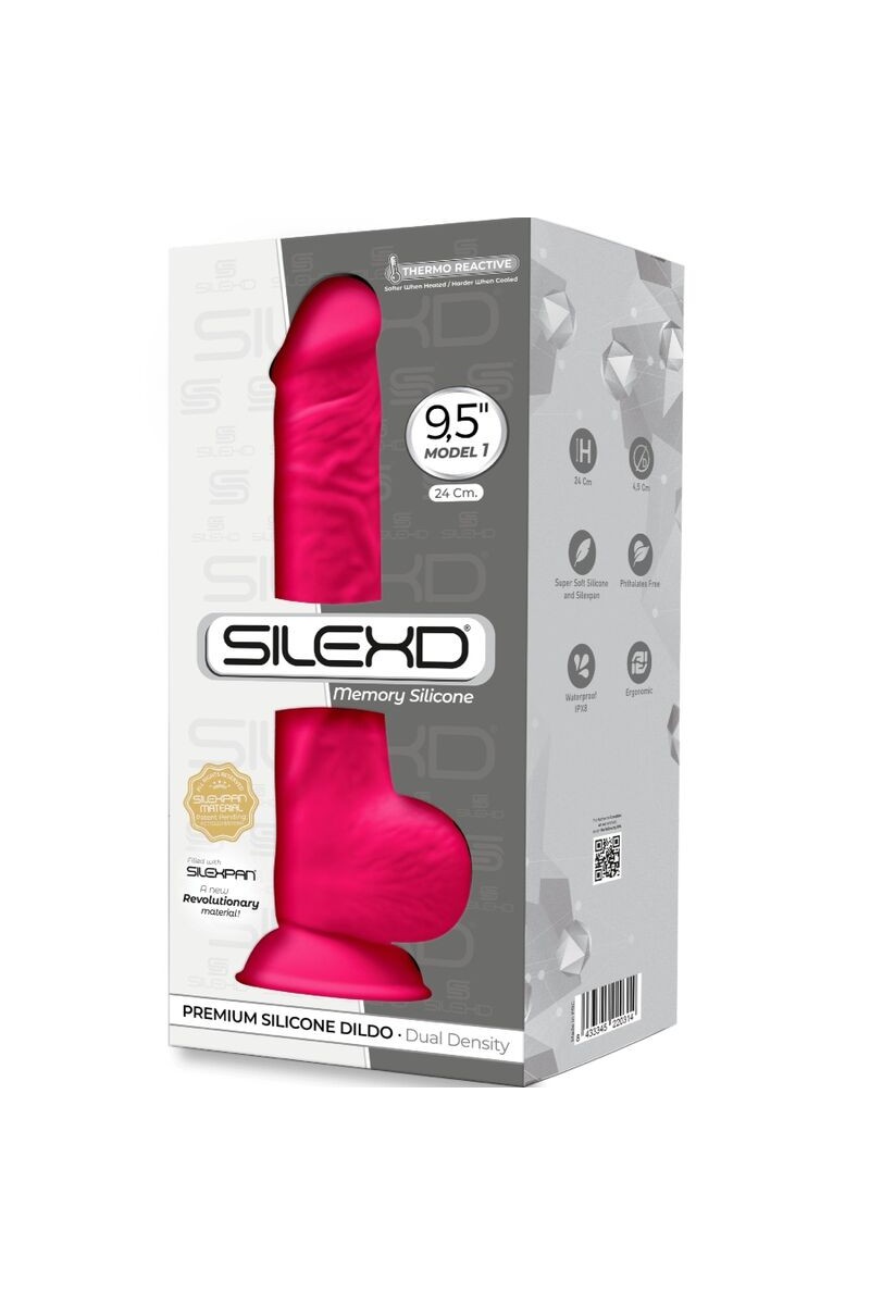 SILEXD - MODELO 1 PENE REALISTICO SILICONA  FUCSIA 24 CM