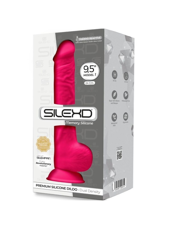 SILEXD - MODELO 1 PENE REALISTICO SILICONA  FUCSIA 24 CM