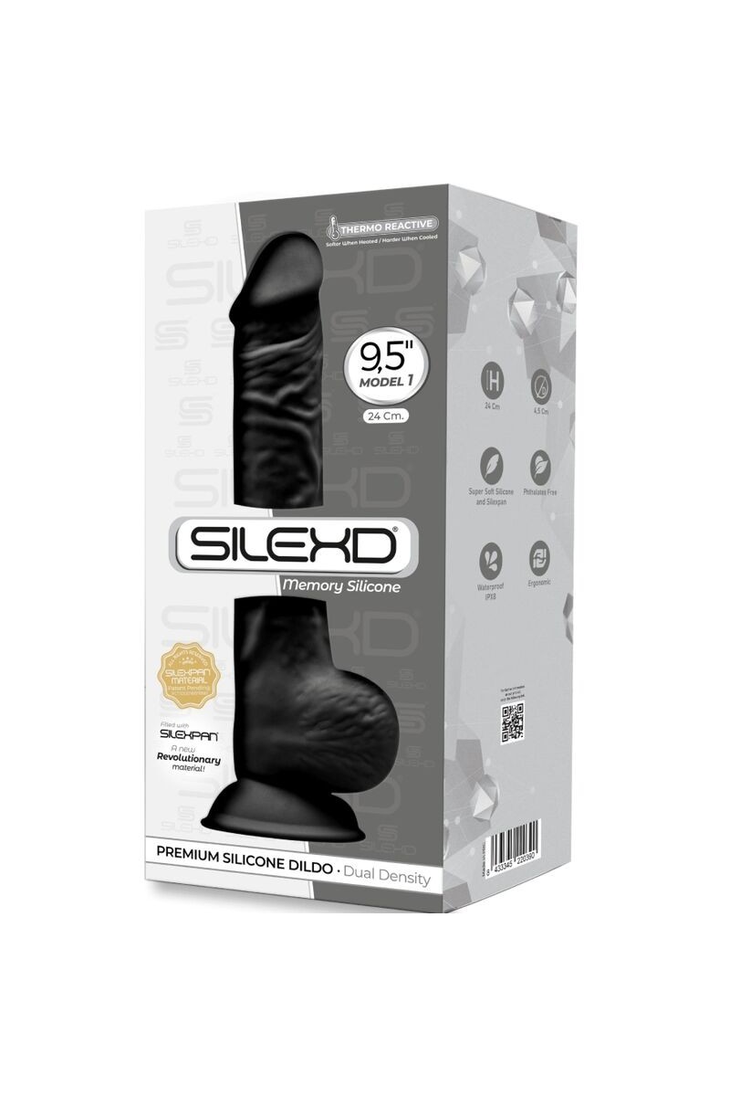 SILEXD - MODELO 1 PENE REALISTICO SILICONA NEGRO 24 CM