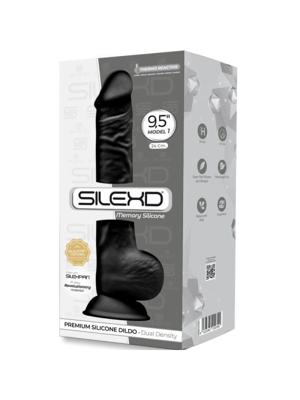 SILEXD - MODELO 1 PENE REALISTICO SILICONA NEGRO 24 CM