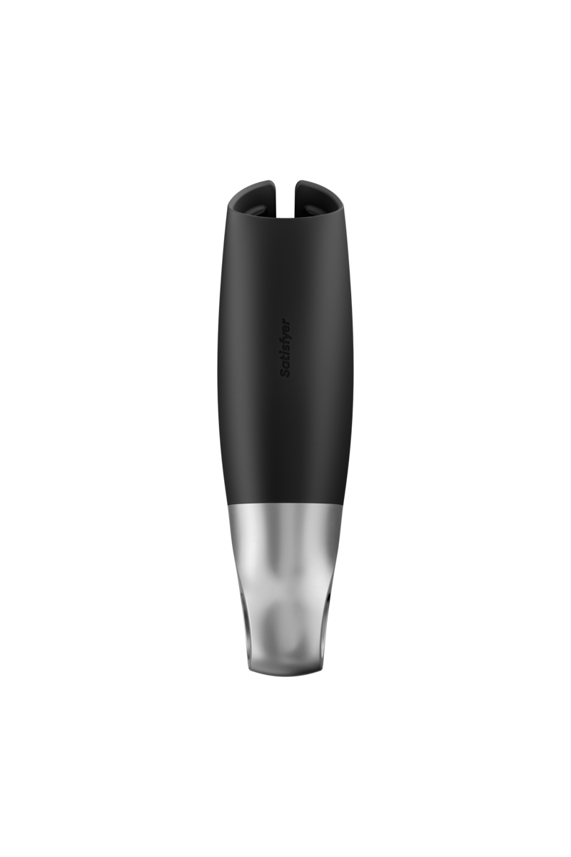 SATISFYER - POWER MASTURBATOR NEGRO Y PLATA