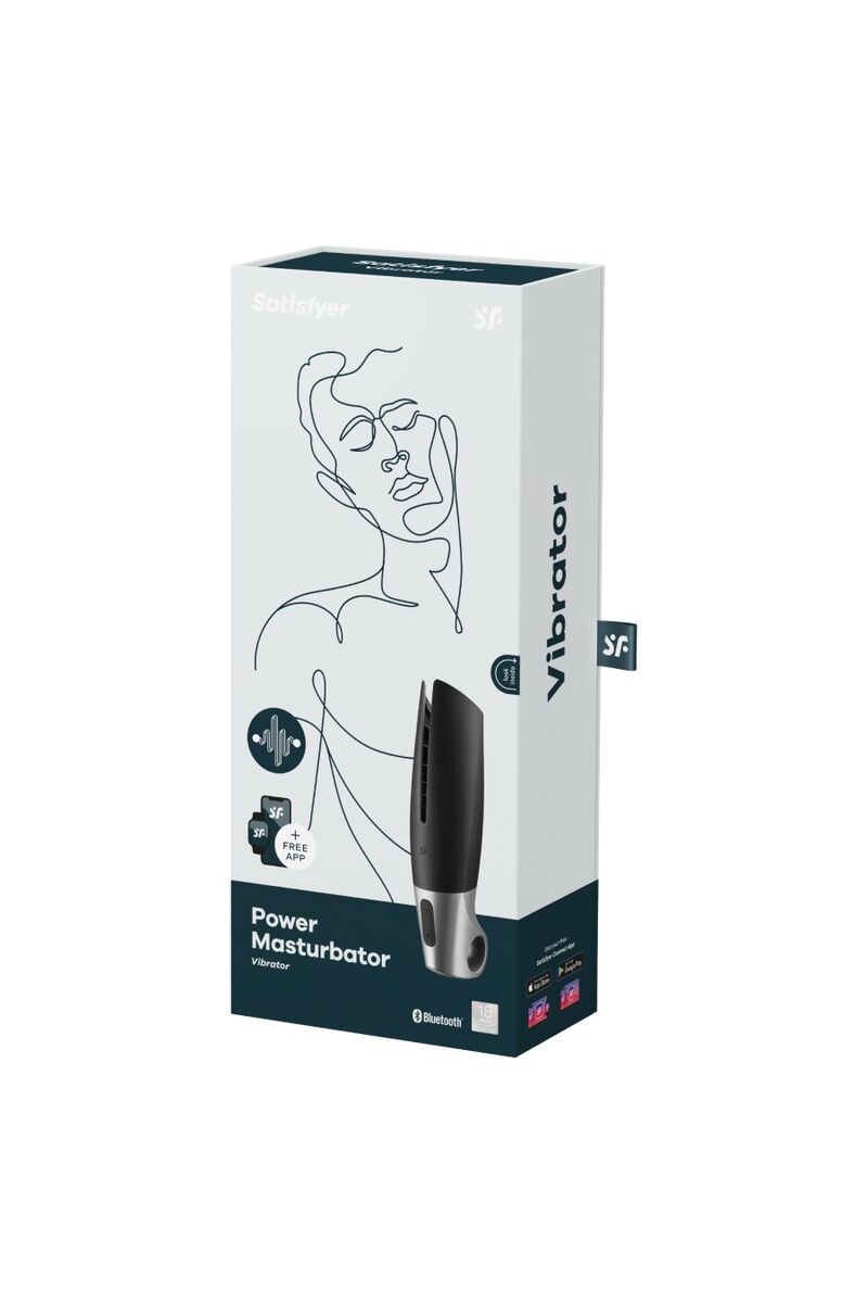 SATISFYER - POWER MASTURBATOR NEGRO Y PLATA