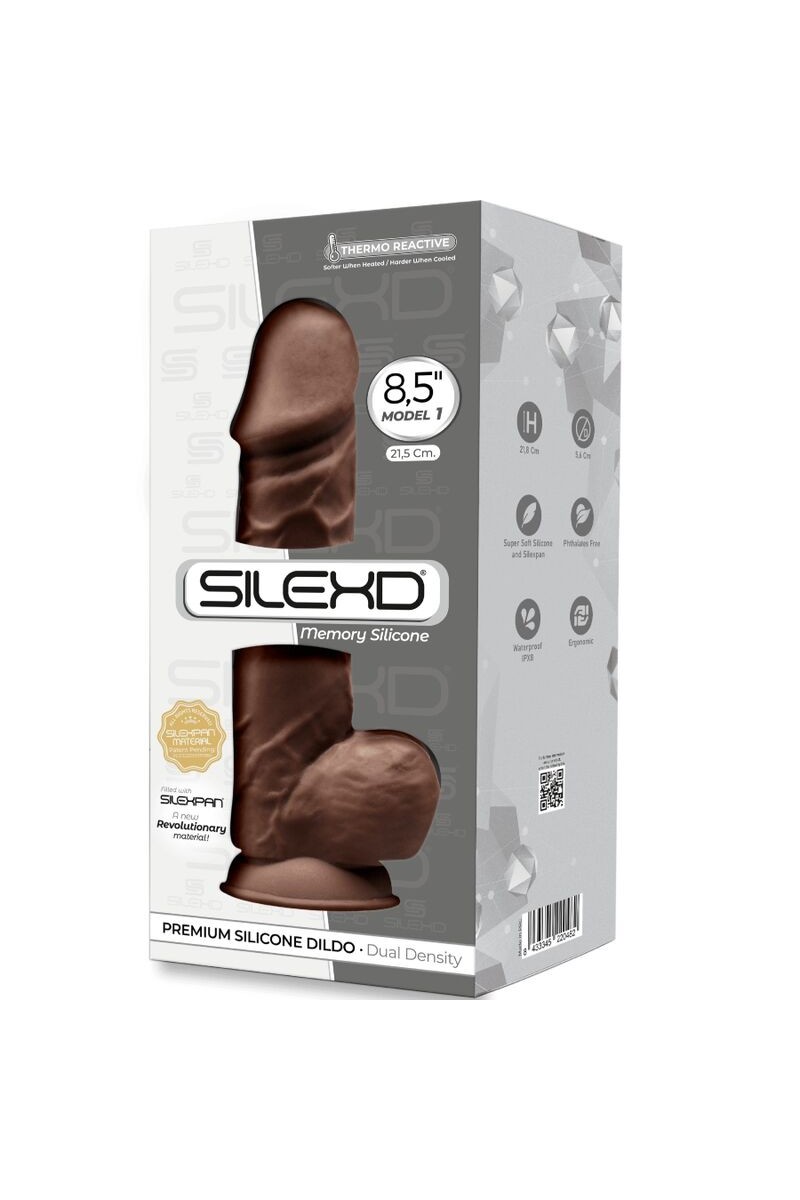 SILEXD - MODELO 1 PENE REALISTICO SILICONA  MARRON 21.5 CM