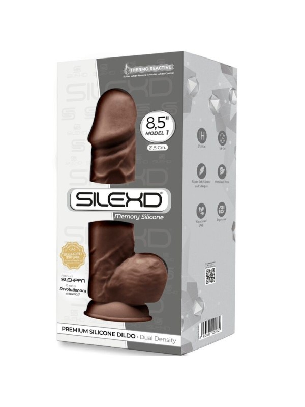 SILEXD - MODELO 1 PENE REALISTICO SILICONA  MARRON 21.5 CM