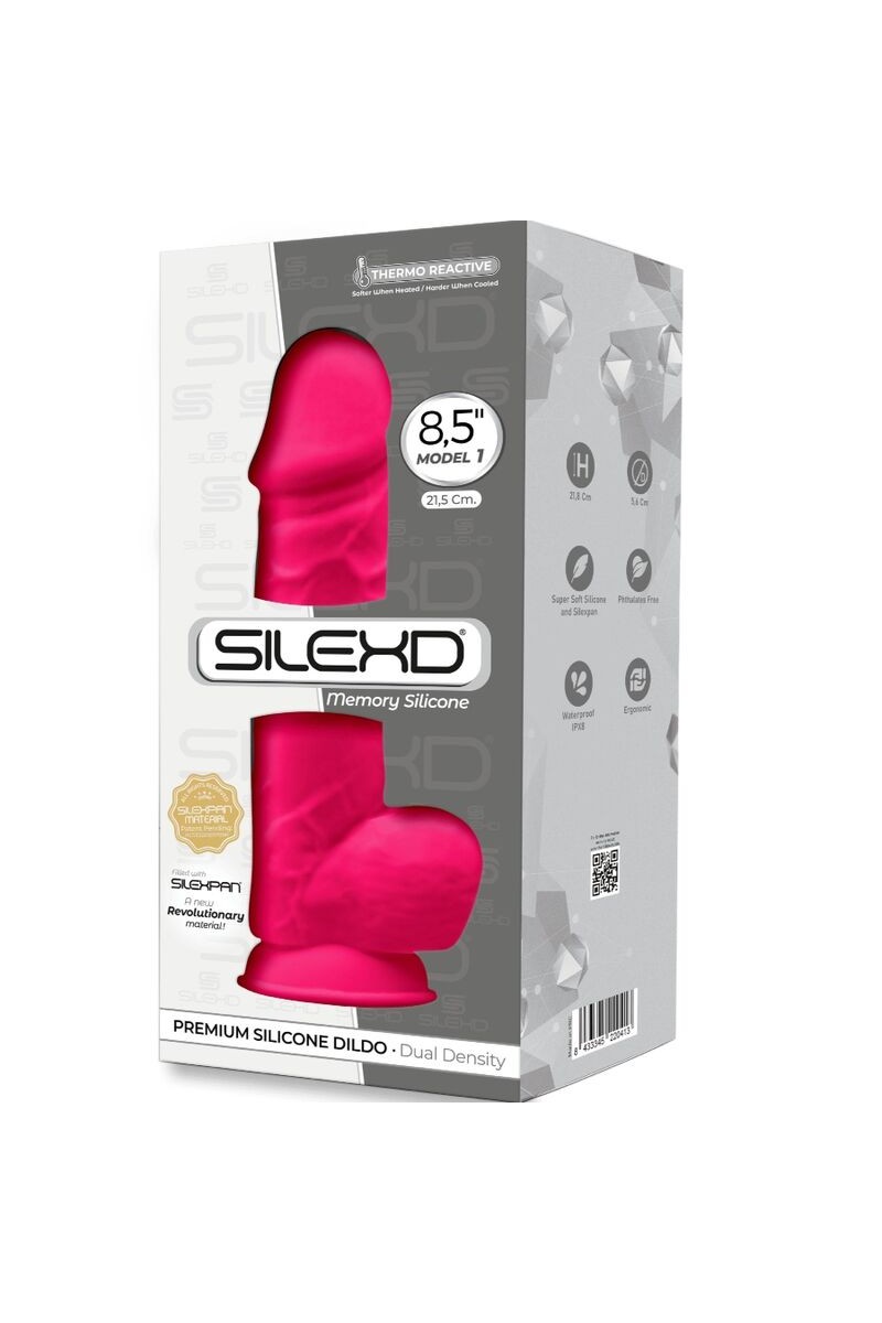 SILEXD - MODELO 1 PENE REALISTICO SILICONA  FUCSIA 21.5 CM