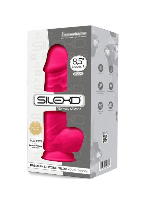 SILEXD - MODELO 1 PENE REALISTICO SILICONA  FUCSIA 21.5 CM