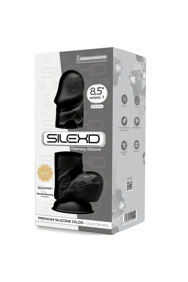 SILEXD - MODELO 1 PENE REALISTICO SILICONA  NEGRO 21.5 CM