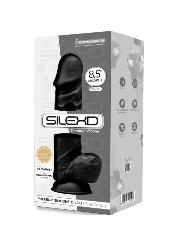 SILEXD - MODELO 1 PENE REALISTICO SILICONA  NEGRO 21.5 CM