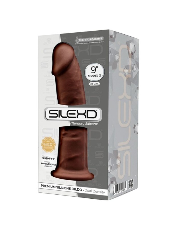 SILEXD - MODELO 2 PENE REALISTICO SILICONA  MARRON 23 CM