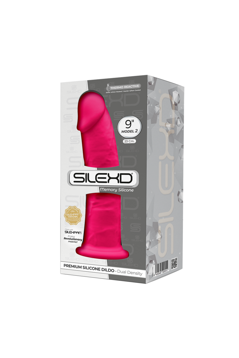 SILEXD - MODELO 2 PENE REALISTICO SILICONA  FUCSIA 23 CM