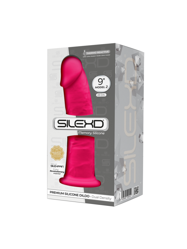 SILEXD - MODELO 2 PENE REALISTICO SILICONA  FUCSIA 23 CM
