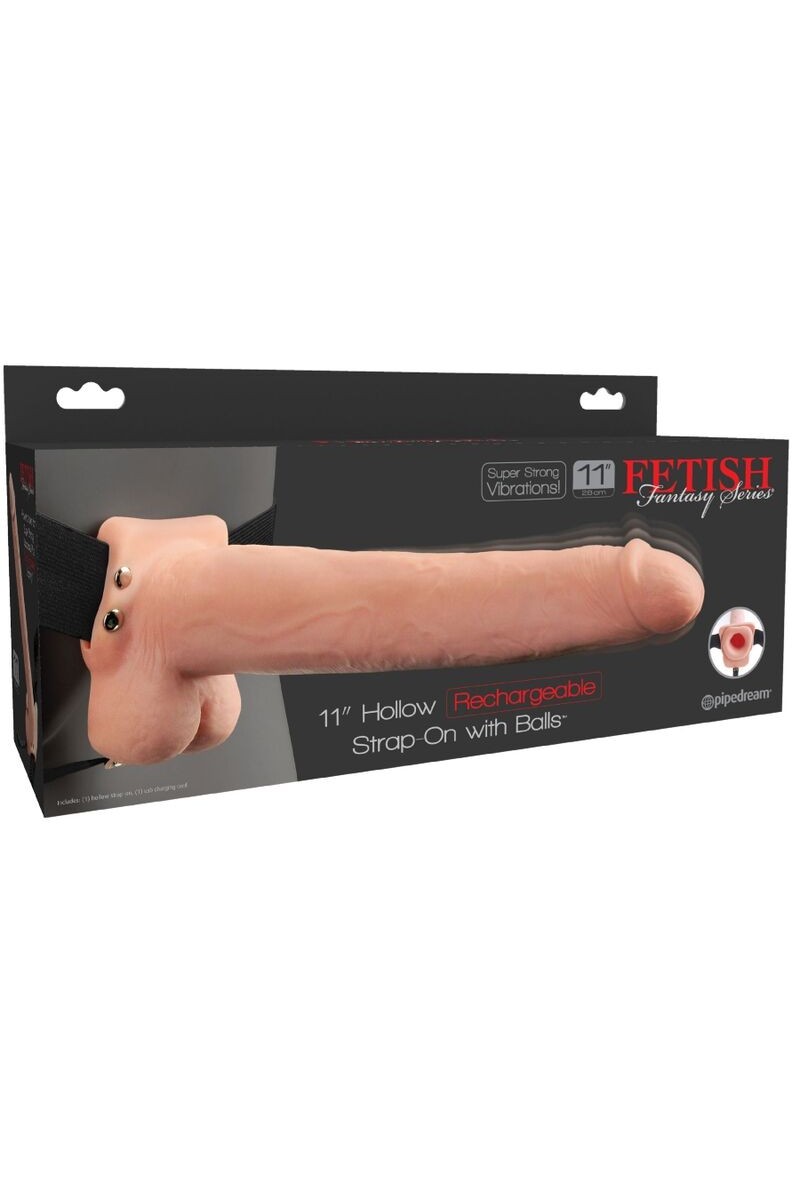 FETISH  - ARNES AJUSTABLE  CON TESTICULOS RECARGABLE Y VIBRADOR 28 CM