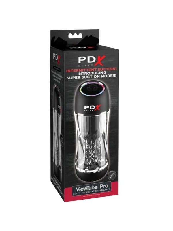 PDX ELITE - MASTURBADOR STROKER VIEWTUBE PRO VIBRADOR TRANSPARENTE