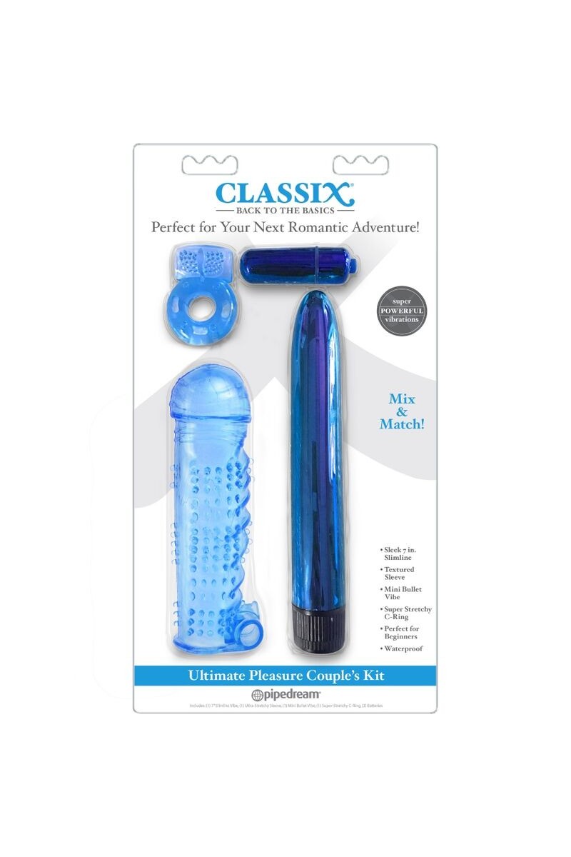 CLASSIX - KIT PARA PAREJAS CON ANILLO, FUNDA Y BALAS AZUL