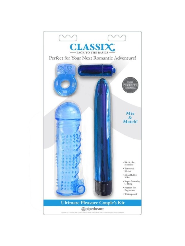 CLASSIX - KIT PARA PAREJAS CON ANILLO, FUNDA Y BALAS AZUL