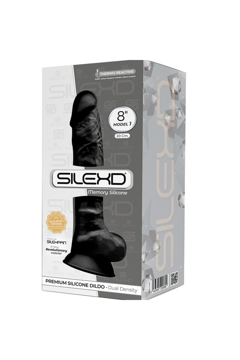 SILEXD - MODELO 1 PENE REALISTICO SILICONA NEGRO 20 CM