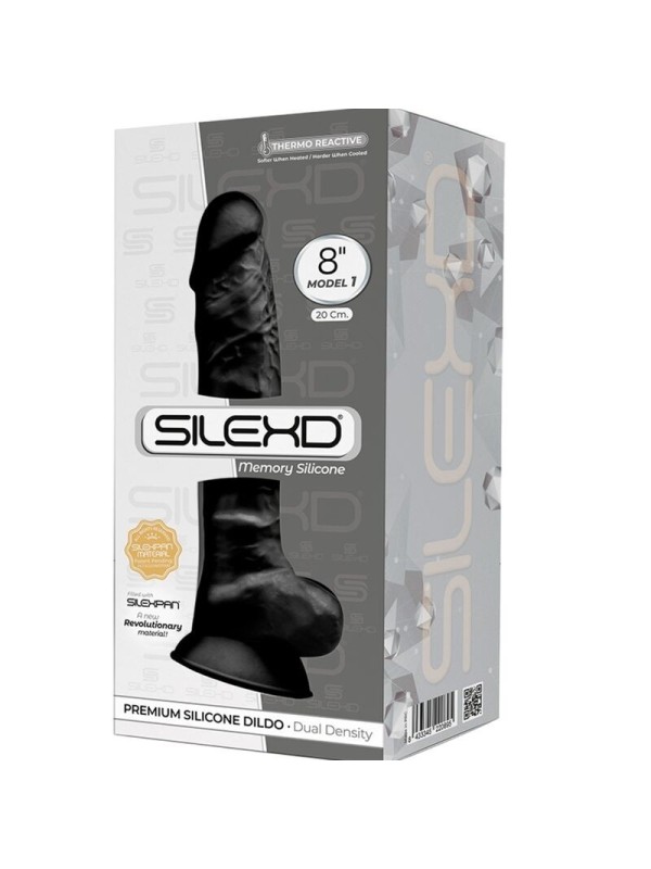 SILEXD - MODELO 1 PENE REALISTICO SILICONA NEGRO 20 CM
