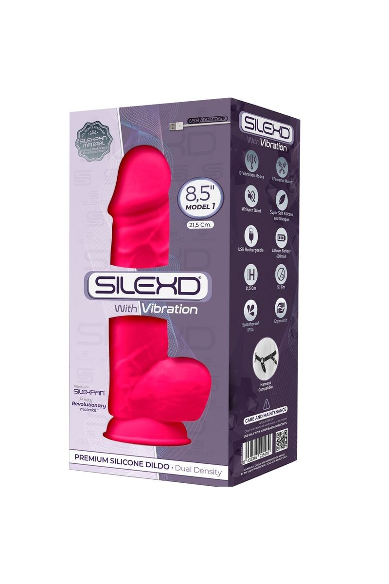SILEXD -  PENE REALISTICO VIBRADOR SILICONA  FUCSIA 21.5 CM