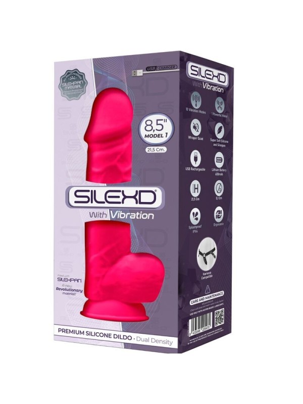 SILEXD -  PENE REALISTICO VIBRADOR SILICONA  FUCSIA 21.5 CM