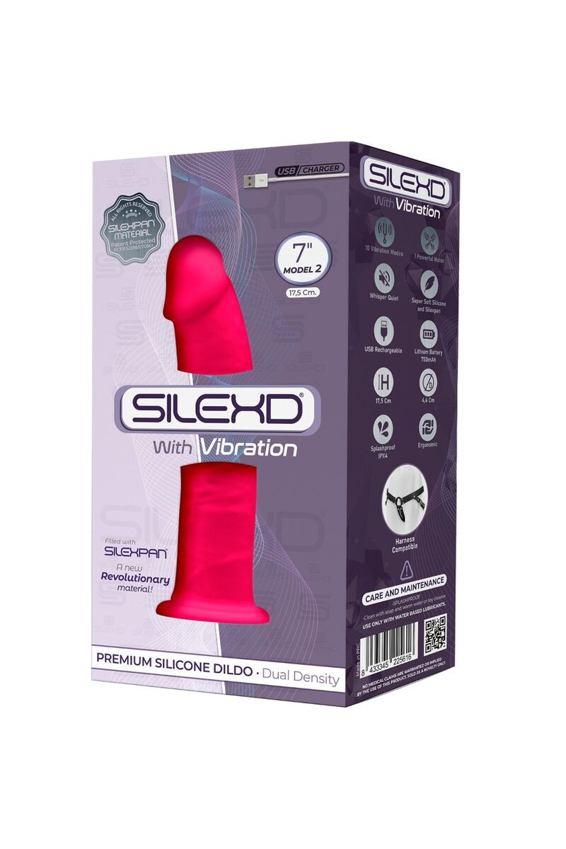 SILEXD -  PENE REALISTICO VIBRADOR SILICONA  FUCSIA 17.5 CM