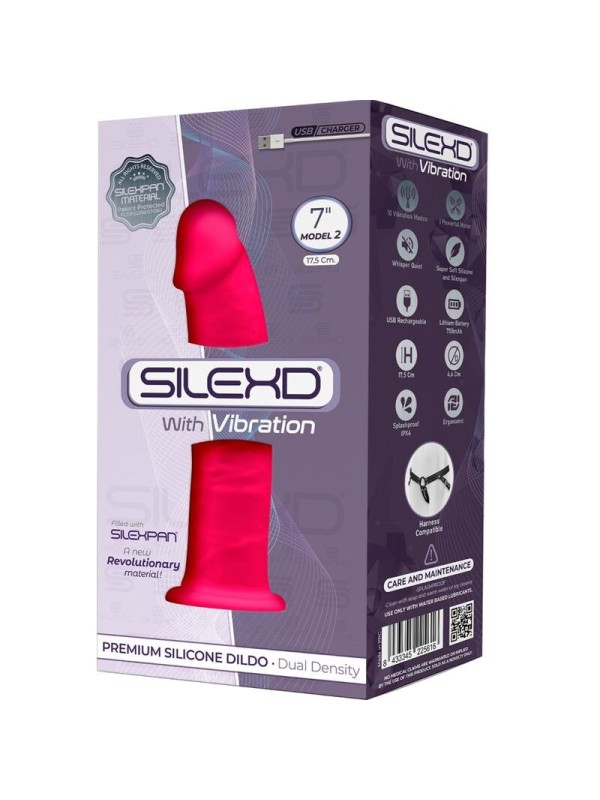 SILEXD -  PENE REALISTICO VIBRADOR SILICONA  FUCSIA 17.5 CM