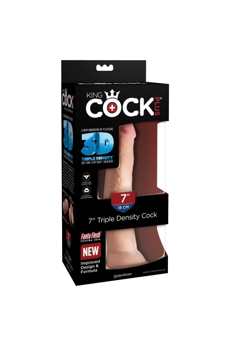 KING COCK - DILDO TRIPLE DENSIDAD 18 CM