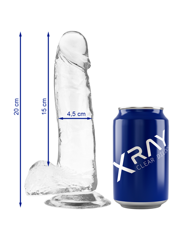 X RAY - CLEAR DILDO REALISTA TRANSPARENTE 20 CM X 4.5 CM
