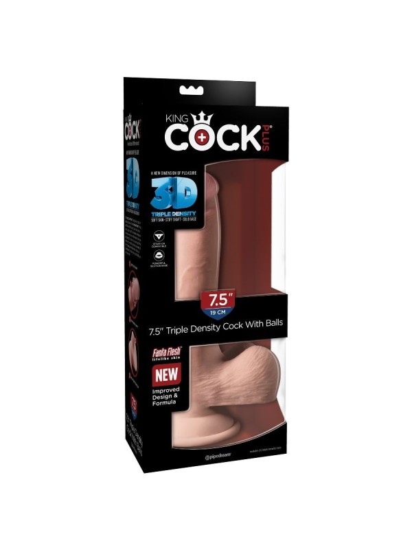 KING COCK - DILDO TRIPLE DENSIDAD 19 CM