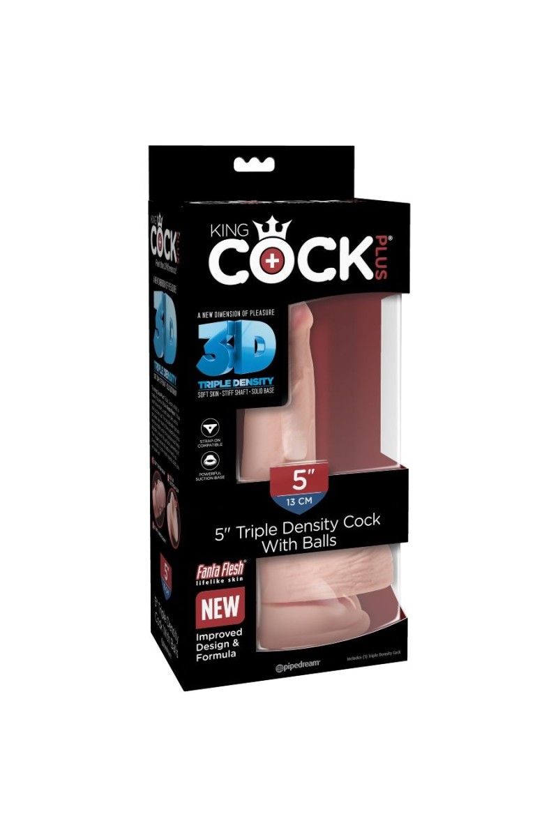 KING COCK - DILDO TRIPLE DENSIDAD 13 CM CON TESTICULOS